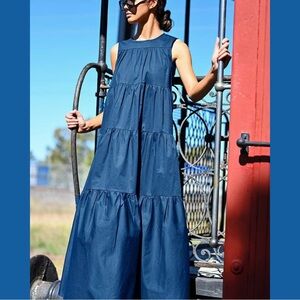 💙 Wyatt Wilde Florence Sleeveless Tiered Maxi Dress, Size M 💙